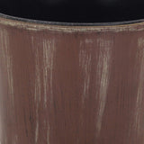 7" Brown and Ivory Abstract Recycled Plastic Indoor Outdoor Round Pot Planter - Homeroots - Flyclothing LLC