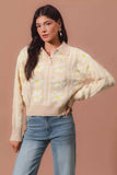 SO ME Floral Stripe Polo Collar Sweater - Trendsi - Flyclothing LLC