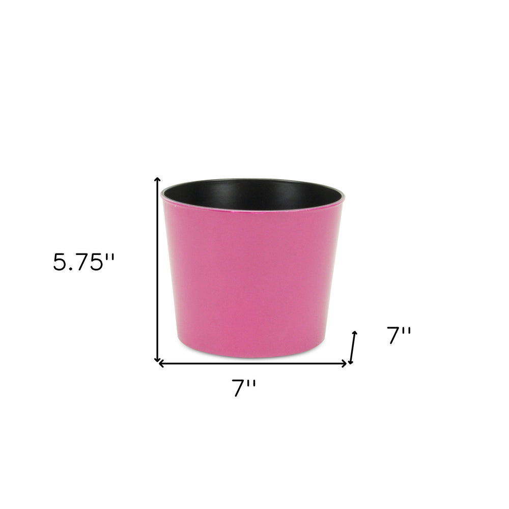 7" Hot Pink Recycled Plastic Indoor Outdoor Round Pot Planter - Homeroots - Flyclothing LLC