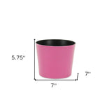7" Hot Pink Recycled Plastic Indoor Outdoor Round Pot Planter - Homeroots - Flyclothing LLC