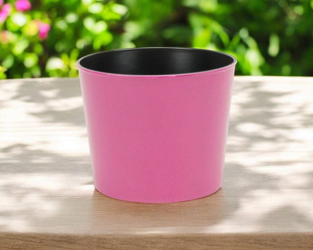 7" Hot Pink Recycled Plastic Indoor Outdoor Round Pot Planter - Homeroots - Flyclothing LLC