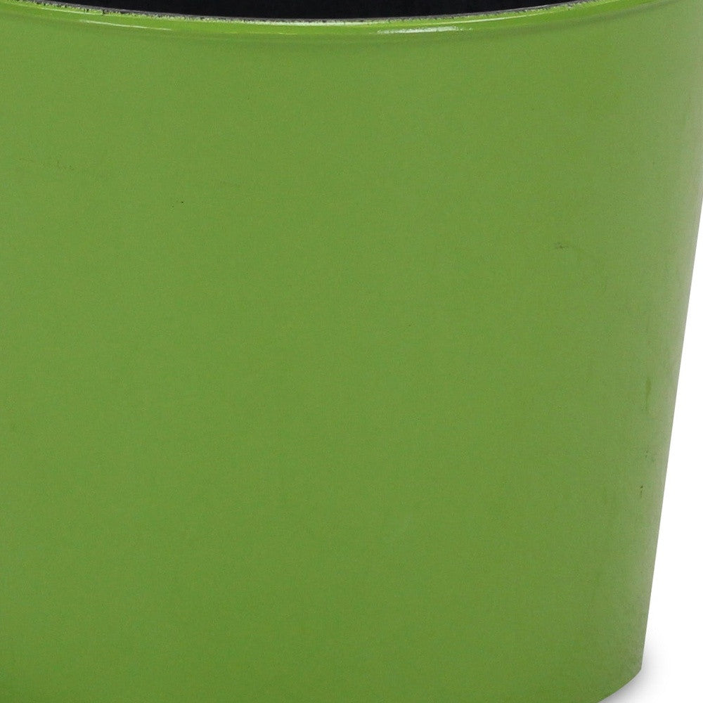 7" Lime Green Recycled Plastic Indoor Outdoor Round Pot Planter - Homeroots - Flyclothing LLC