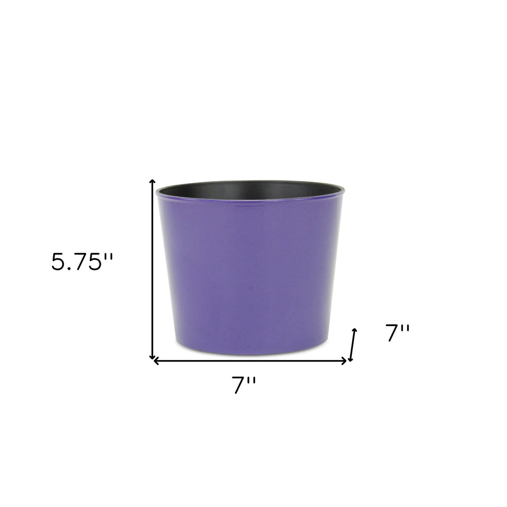 7" Navy Blue Recycled Plastic Indoor Outdoor Round Pot Planter - Homeroots - Flyclothing LLC