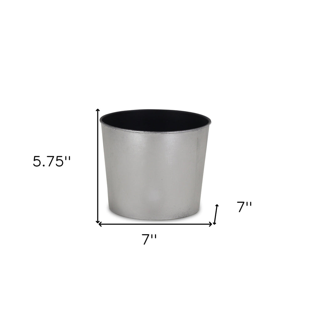 7" Silver Recycled Plastic Indoor Outdoor Round Pot Planter - Homeroots - Flyclothing LLC