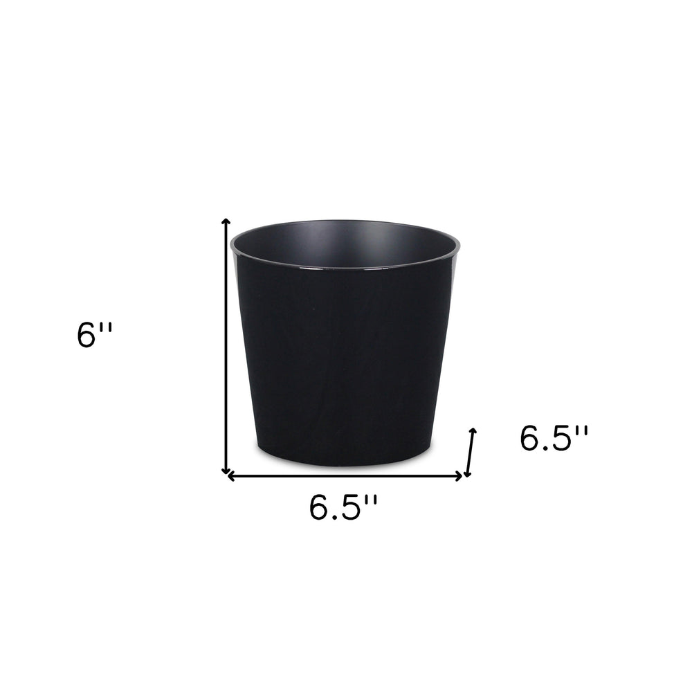 7" Black Recycled Plastic Indoor Outdoor Round Pot Planter - Homeroots - Flyclothing LLC
