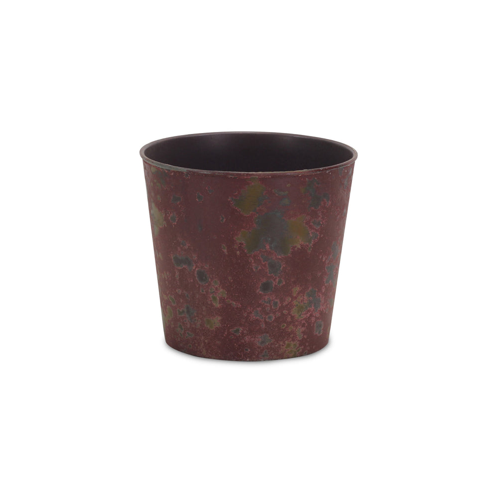 7" Red Recycled Plastic Indoor Outdoor Round Pot Planter - Homeroots - Flyclothing LLC