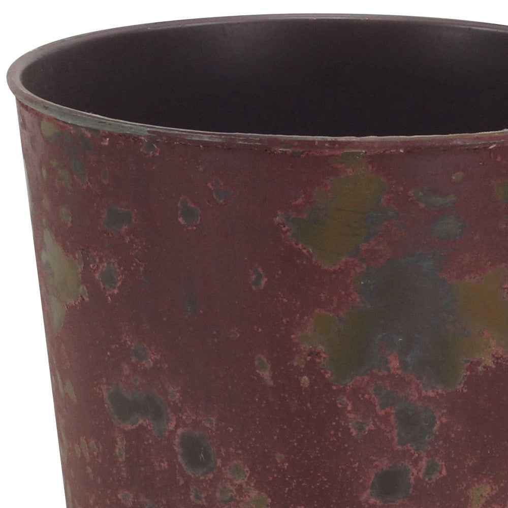 7" Red Recycled Plastic Indoor Outdoor Round Pot Planter - Homeroots - Flyclothing LLC