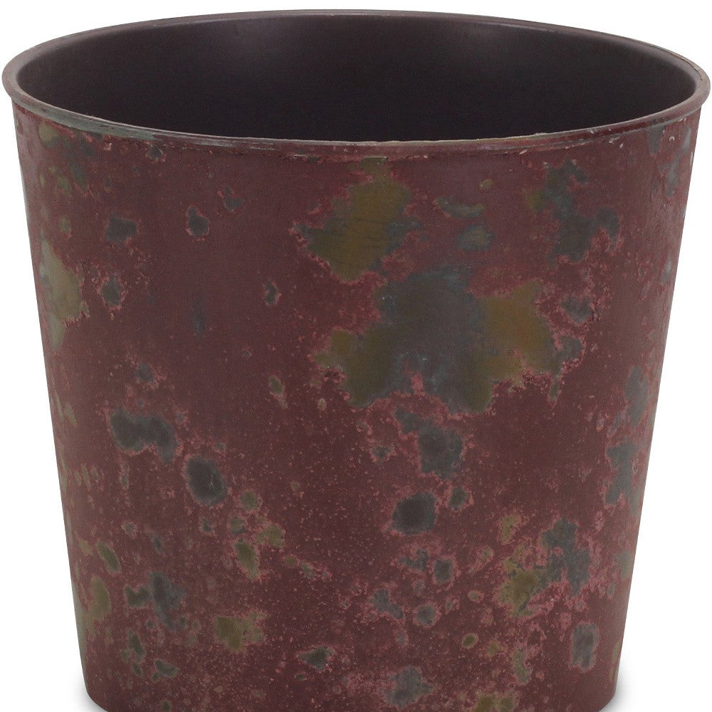 7" Red Recycled Plastic Indoor Outdoor Round Pot Planter - Homeroots - Flyclothing LLC