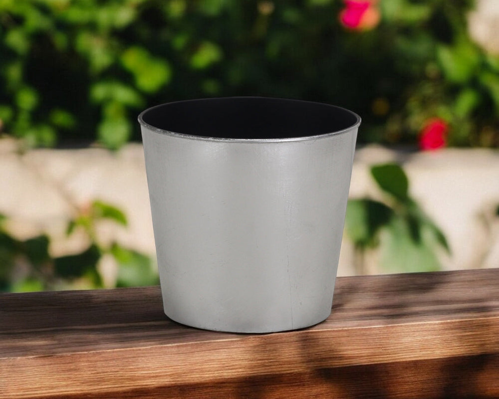 7" Silver Recycled Plastic Indoor Outdoor Round Pot Planter - Homeroots - Flyclothing LLC