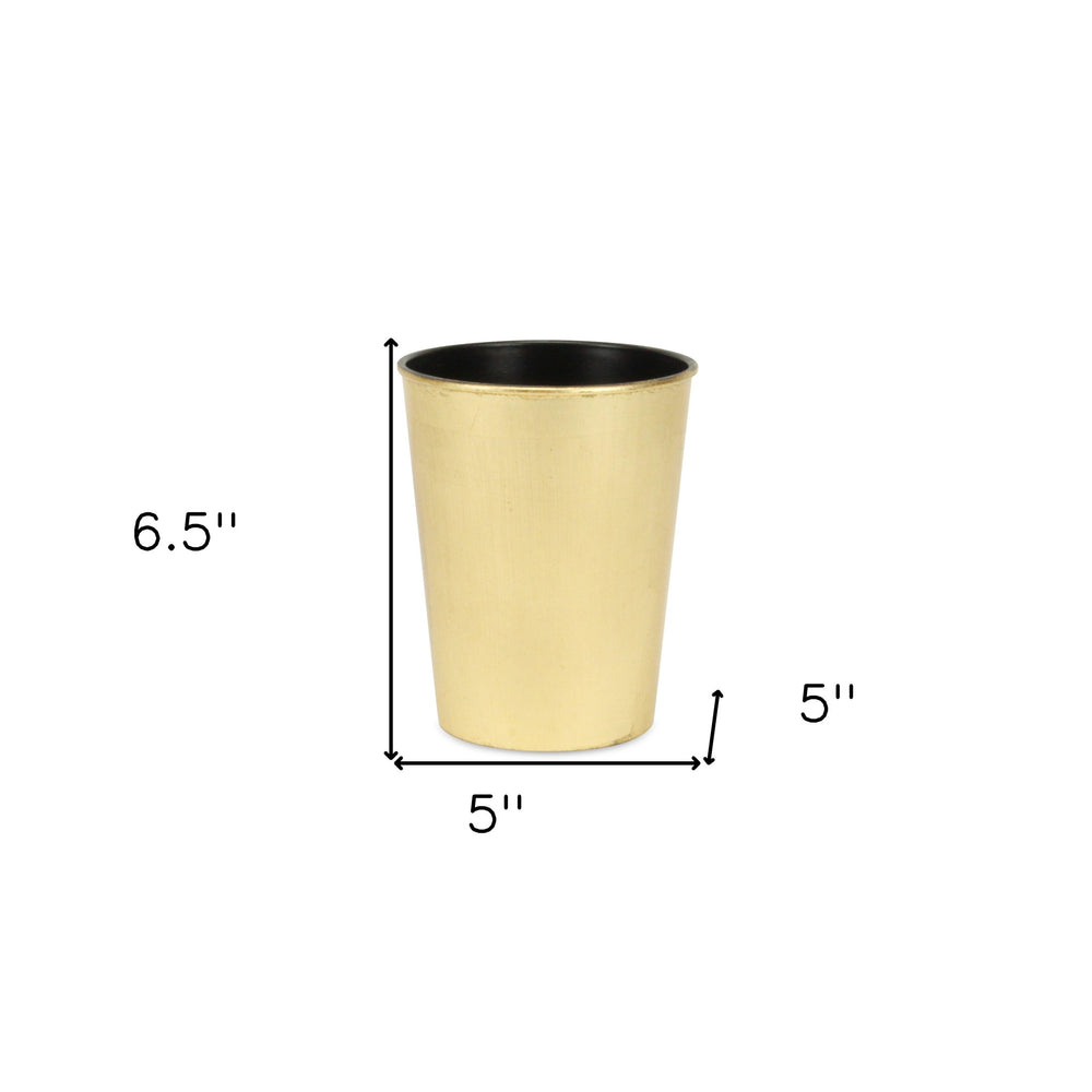 5" Gold Recycled Plastic Indoor Outdoor Round Pot Planter - Homeroots - Flyclothing LLC