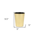 5" Gold Recycled Plastic Indoor Outdoor Round Pot Planter - Homeroots - Flyclothing LLC