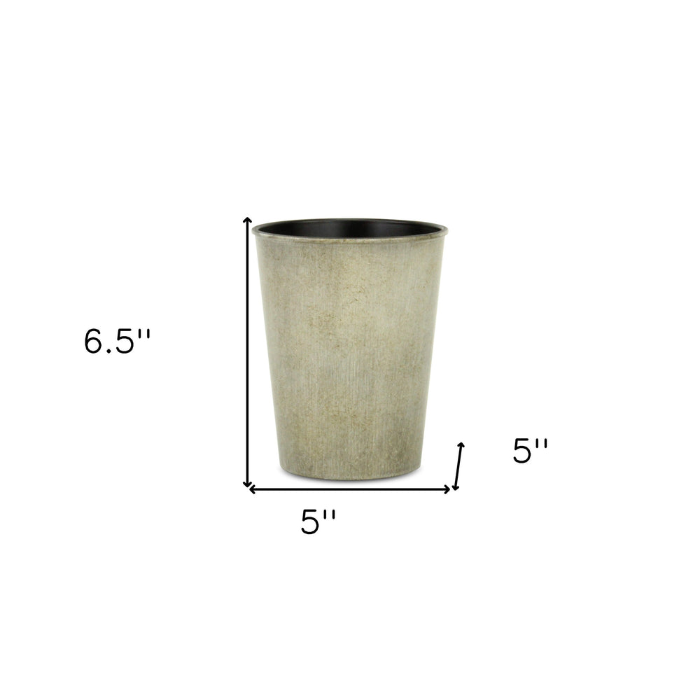 5" Gray Recycled Plastic Indoor Outdoor Round Pot Planter - Homeroots - Flyclothing LLC