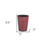 5" Red Recycled Plastic Indoor Outdoor Round Pot Planter - Homeroots - Flyclothing LLC