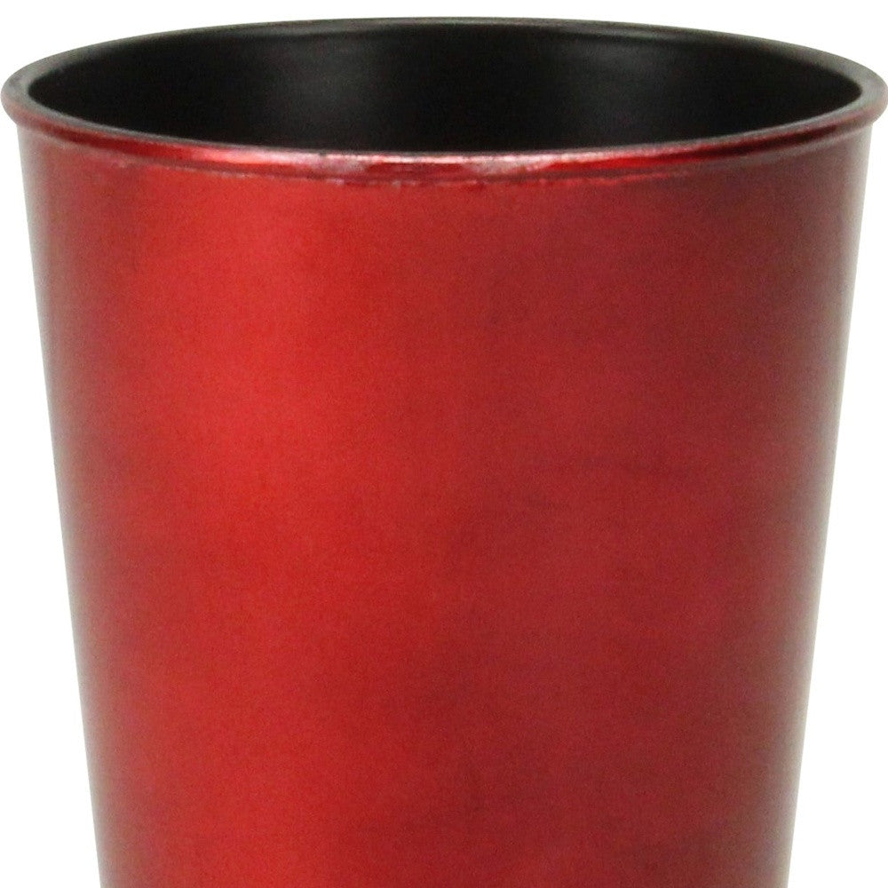 5" Red Recycled Plastic Indoor Outdoor Round Pot Planter - Homeroots - Flyclothing LLC