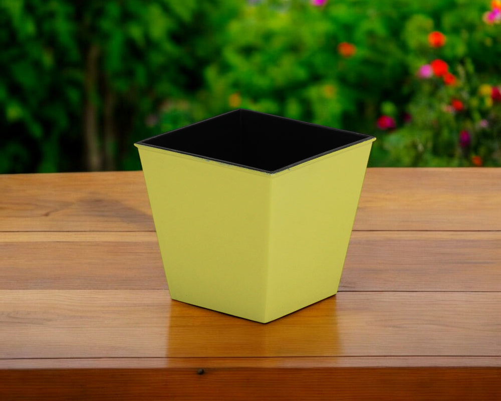 5" Yellow Recycled Plastic Indoor Outdoor Square Pot Planter - Homeroots - Flyclothing LLC