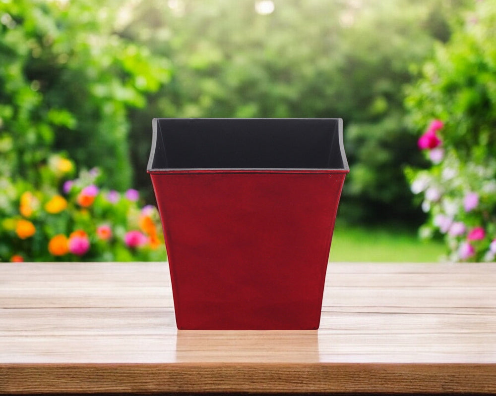 7" Red Recycled Plastic Indoor Outdoor Rectangular Pot Planter - Homeroots - Flyclothing LLC