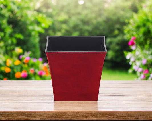 7" Red Recycled Plastic Indoor Outdoor Rectangular Pot Planter - Homeroots