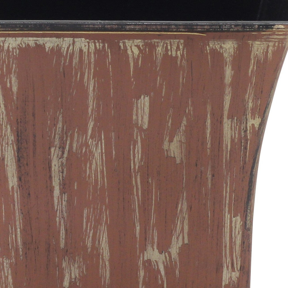 7" Brown and Ivory Abstract Recycled Plastic Indoor Outdoor Square Nursery Pot