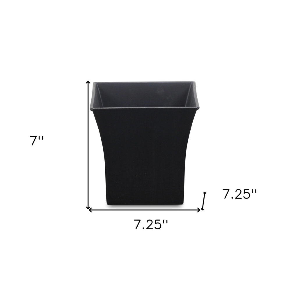 7" Black Recycled Plastic Indoor Outdoor Square Nursery Pot