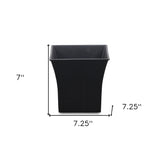 7" Black Recycled Plastic Indoor Outdoor Square Nursery Pot