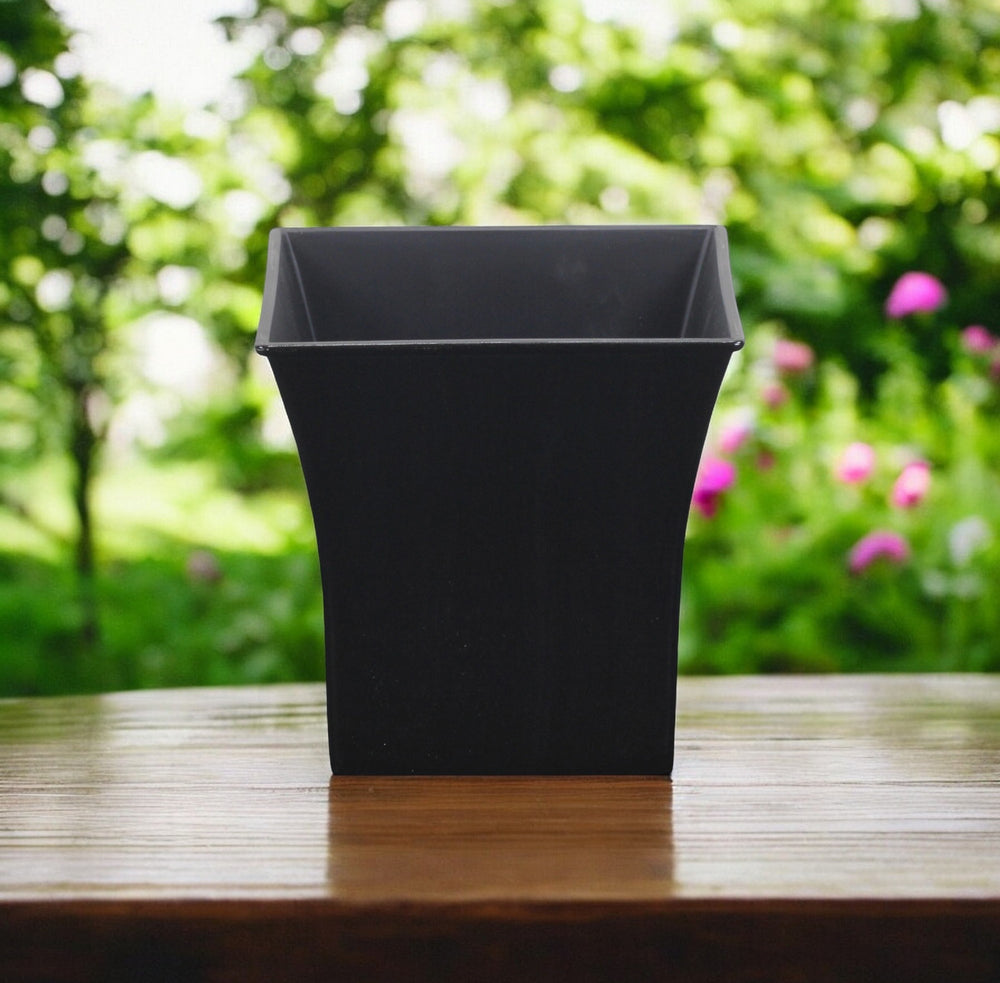 7" Black Recycled Plastic Indoor Outdoor Square Nursery Pot - Homeroots