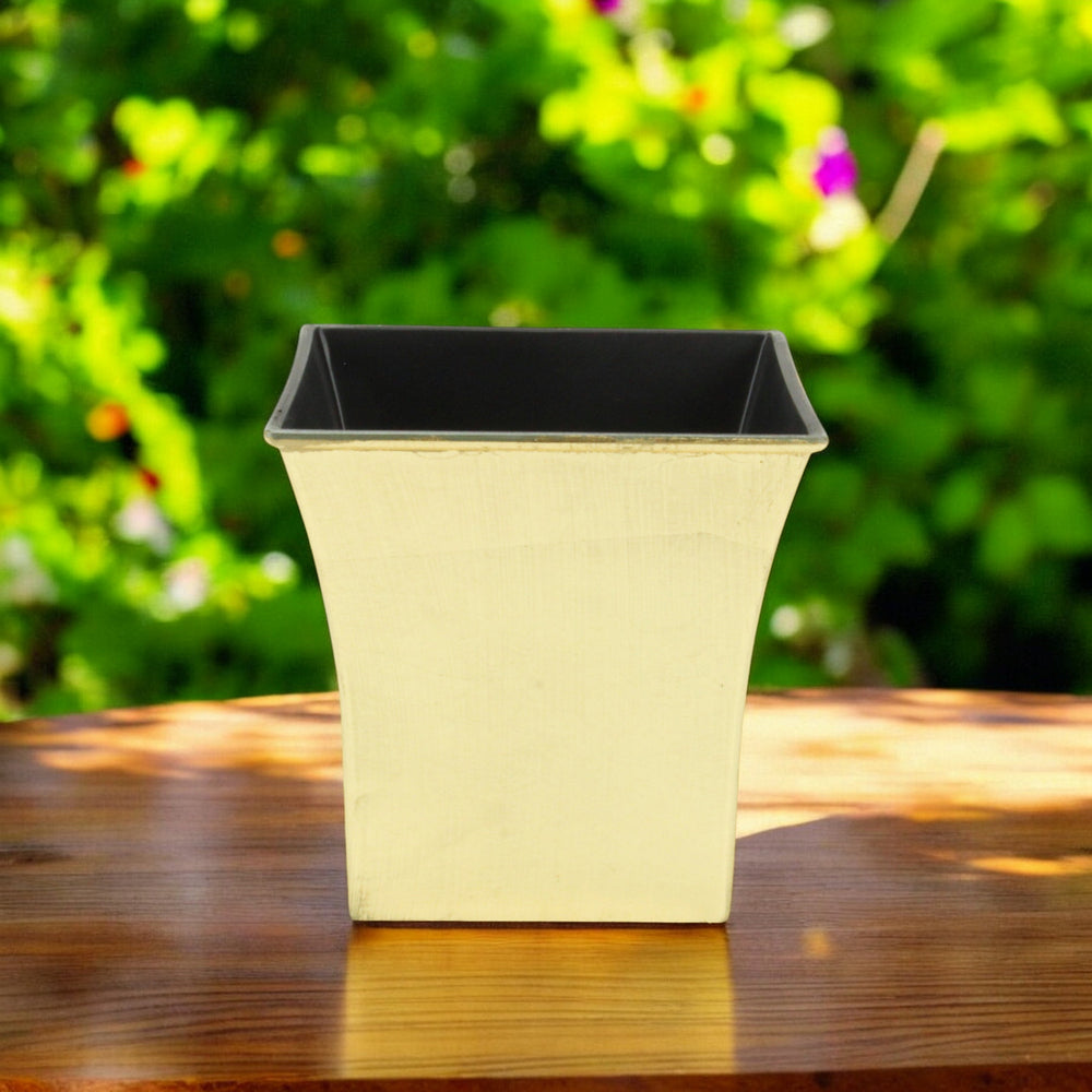 7" Gold Recycled Plastic Indoor Outdoor Square Pot Planter