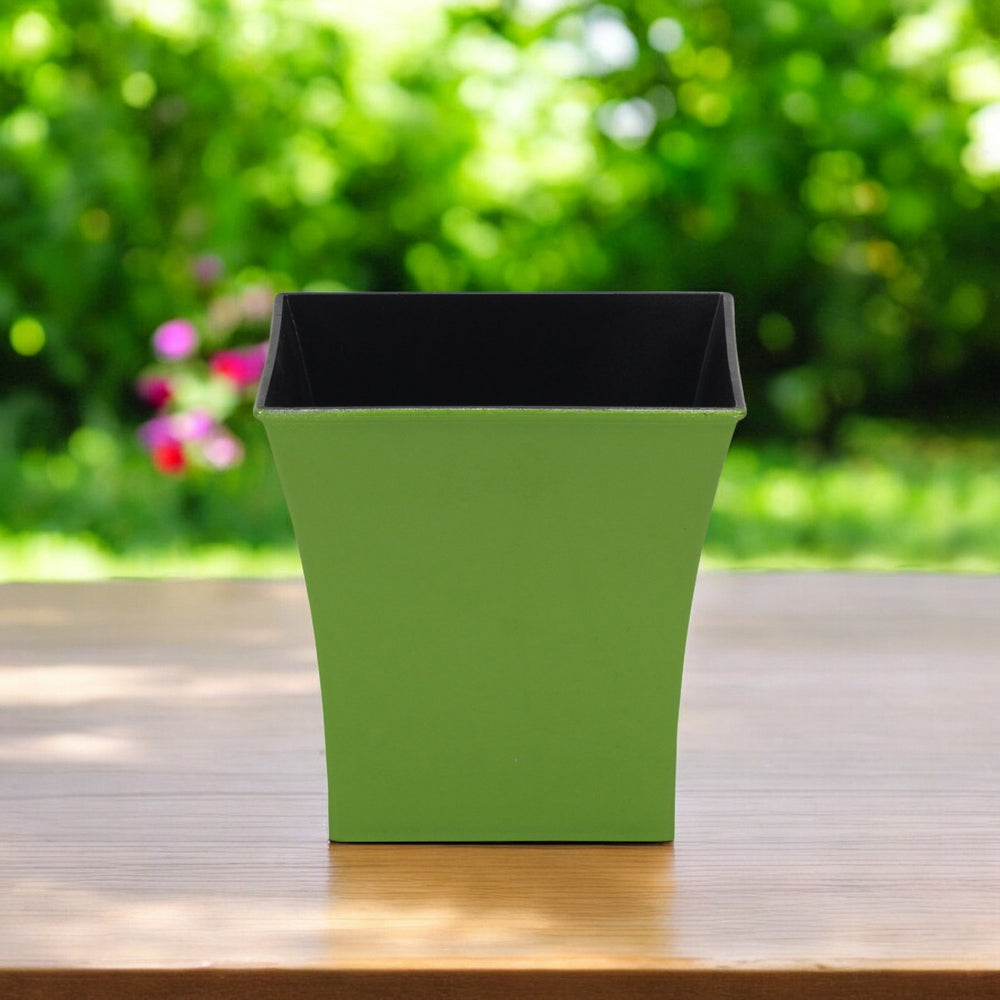7" Lime Green Recycled Plastic Indoor Outdoor Square Pot Planter