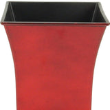 7" Red Recycled Plastic Indoor Outdoor Square Pot Planter - Homeroots