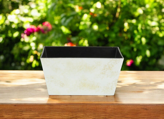 8" Cream Recycled Plastic Indoor Outdoor Rectangular Planter Box
