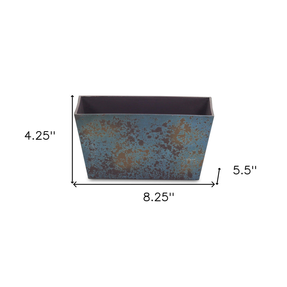 8" Blue Recycled Plastic Indoor Outdoor Rectangular Planter Box