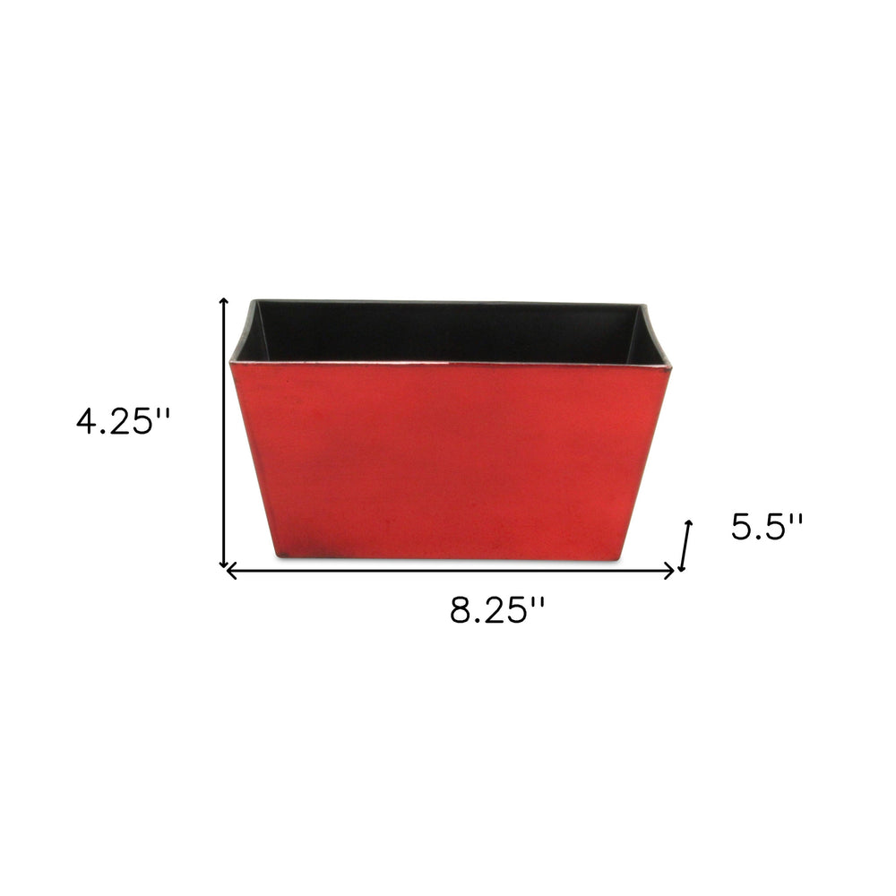 8" Red Recycled Plastic Indoor Outdoor Rectangular Planter Box - Homeroots