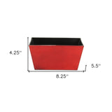 8" Red Recycled Plastic Indoor Outdoor Rectangular Planter Box - Homeroots