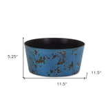 12" Blue Recycled Plastic Indoor Outdoor Round Pot Planter - Homeroots