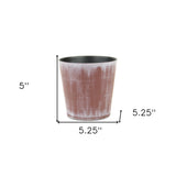 5" Brown and Ivory Abstract Recycled Plastic Indoor Outdoor Round Nursery Pot - Homeroots