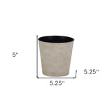5" Cream Recycled Plastic Indoor Outdoor Round Pot Planter - Homeroots