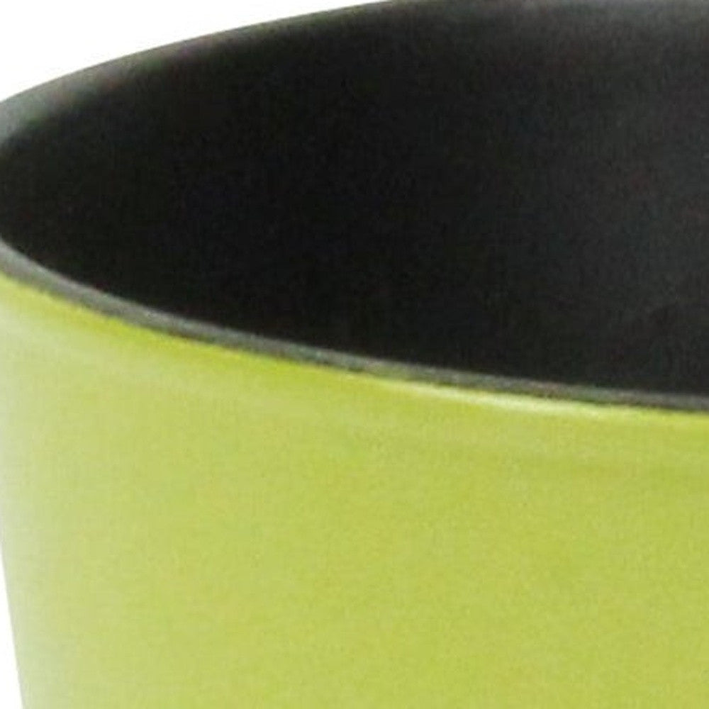 5" Lime Green Recycled Plastic Indoor Outdoor Round Pot Planter - Homeroots