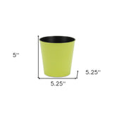 5" Lime Green Recycled Plastic Indoor Outdoor Round Pot Planter
