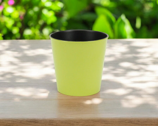 5" Lime Green Recycled Plastic Indoor Outdoor Round Pot Planter - Homeroots