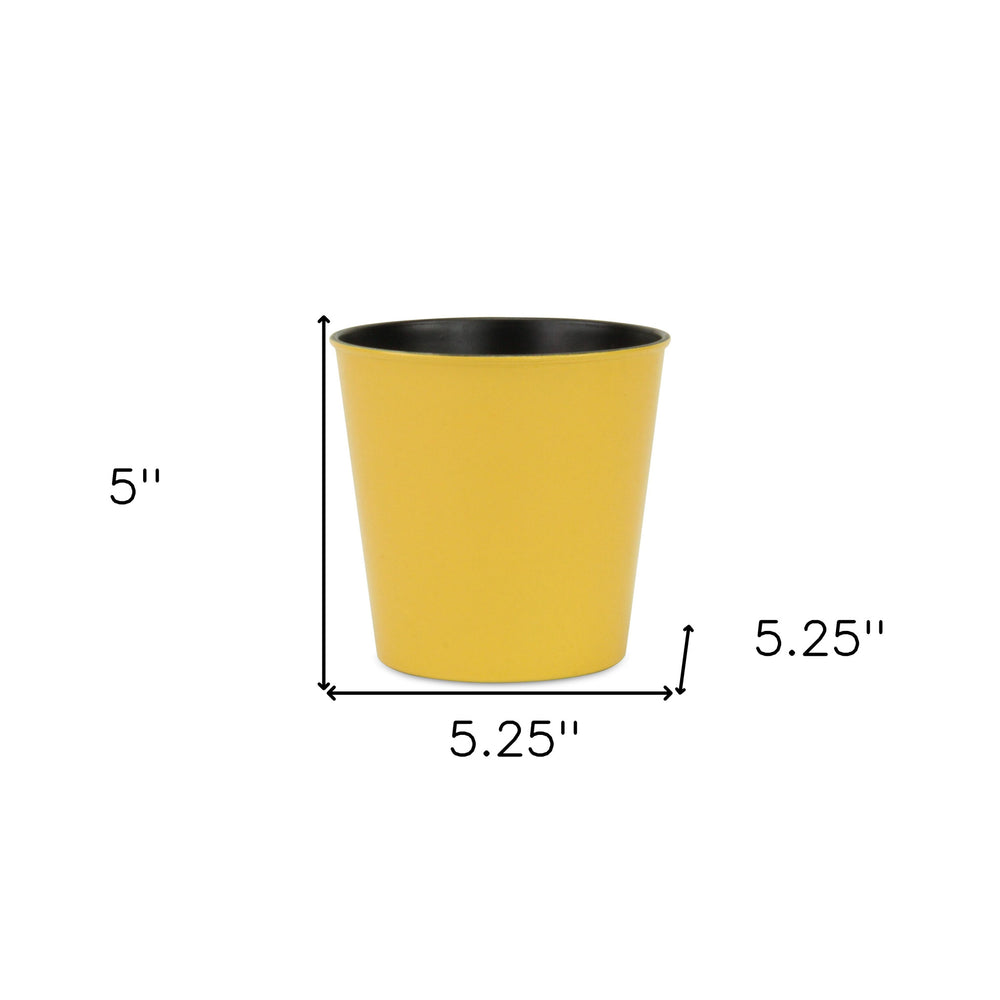 5" Yellow Recycled Plastic Indoor Outdoor Round Nursery Pot - Homeroots