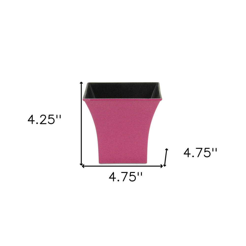 5" Hot Pink Recycled Plastic Indoor Outdoor Square Pot Planter - Homeroots - Flyclothing LLC