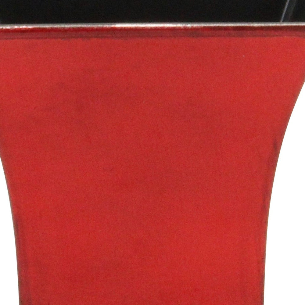 5" Red Recycled Plastic Indoor Outdoor Square Pot Planter - Homeroots - Flyclothing LLC