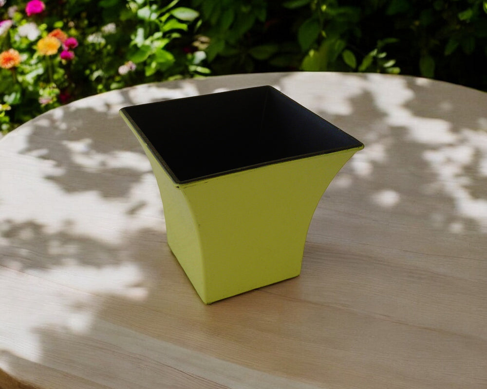 5" Yellow Recycled Plastic Indoor Outdoor Square Pot Planter - Homeroots - Flyclothing LLC