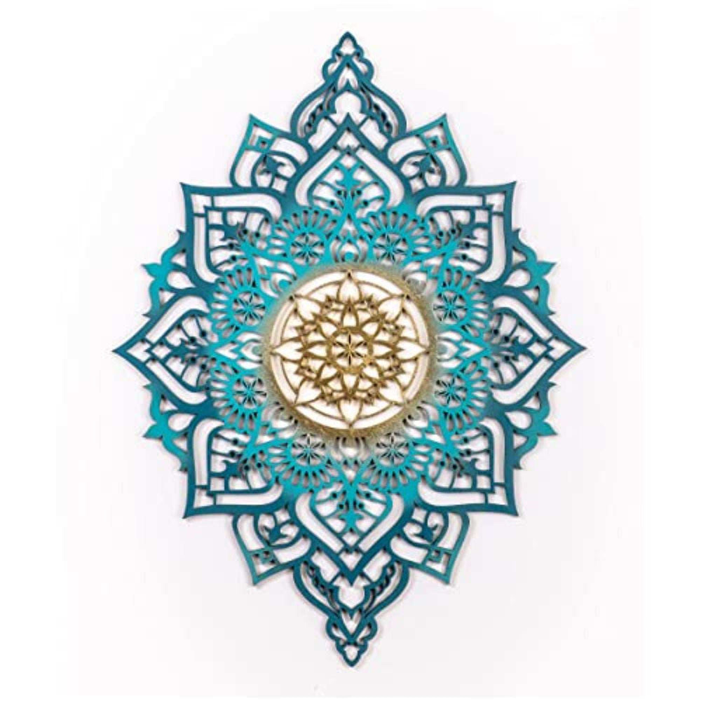 Turquoise And Gold Solid Wood Geometric Shapes Wall Decor - Homeroots - Flyclothing LLC