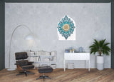 Turquoise And Gold Solid Wood Geometric Shapes Wall Decor - Homeroots - Flyclothing LLC