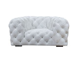 57" White And Black Top Grain Leather Tufted Chesterfield Chair - Homeroots