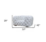 57" White And Black Top Grain Leather Tufted Chesterfield Chair - Homeroots