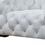 57" White And Black Top Grain Leather Tufted Chesterfield Chair