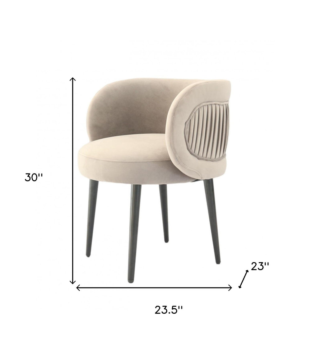 24" Grey Velvet And Black Solid Color Arm Chair - Homeroots