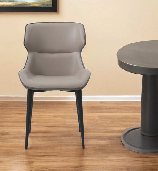 Gray And Black Upholstered Faux Leather Dining Side Chair - Homeroots - Flyclothing LLC
