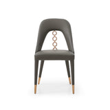Set of Two Gray Faux Leather Dining Side Chairs With Rose Gold Accents - Homeroots - Flyclothing LLC